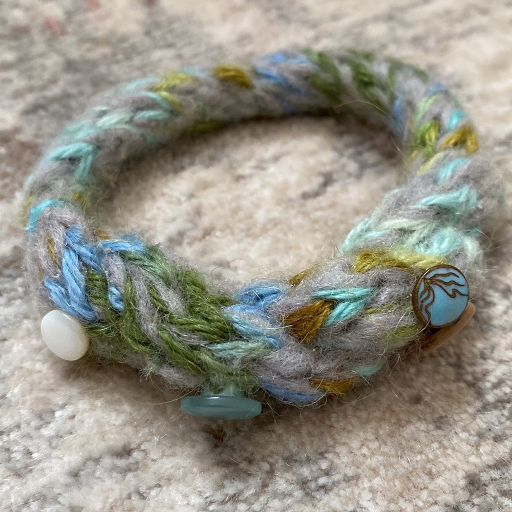 Handmade Felted and Vintage Button Bracelet